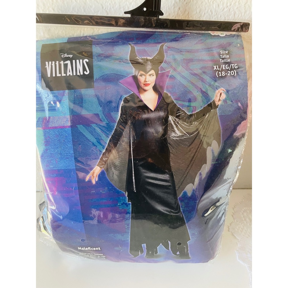 Disney Villains Maleficent Costume Adult XL 18-20 Dress Headpiece Disguise NEW